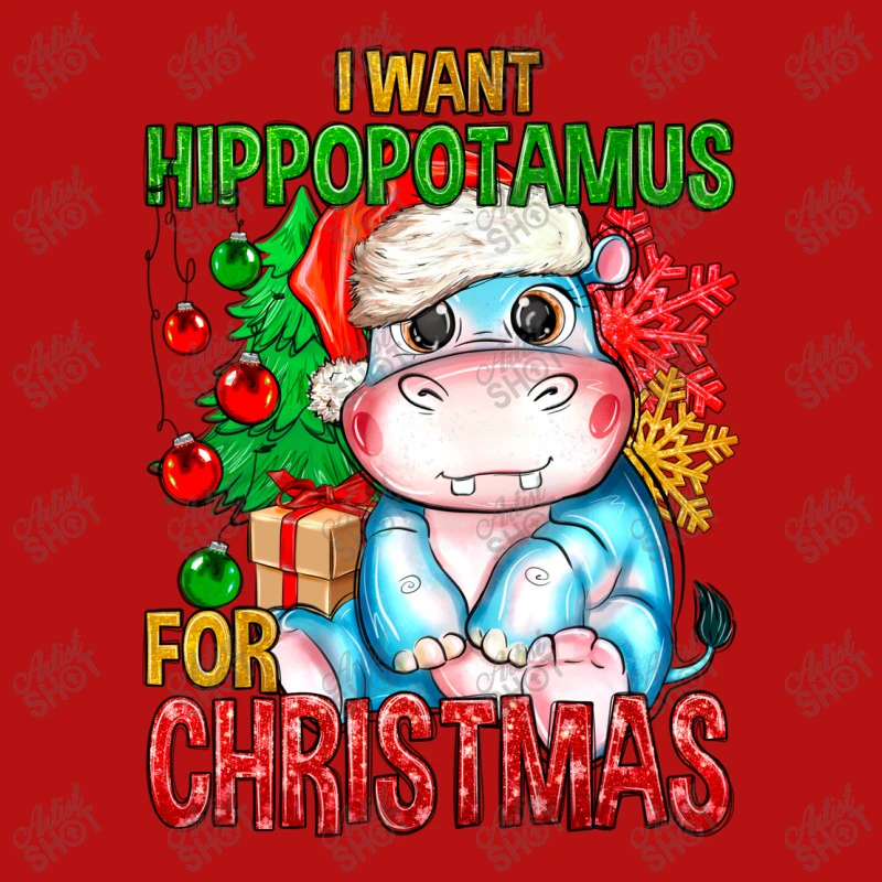 I Want Hippopotamus For Christmas Printed Hat 4 I Want Hippopotamus For Christmas Printed Hat - Image 4