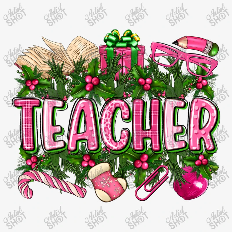 Pink Christmas Teacher Throw Pillow 3 Pink Christmas Teacher Throw Pillow - Image 3