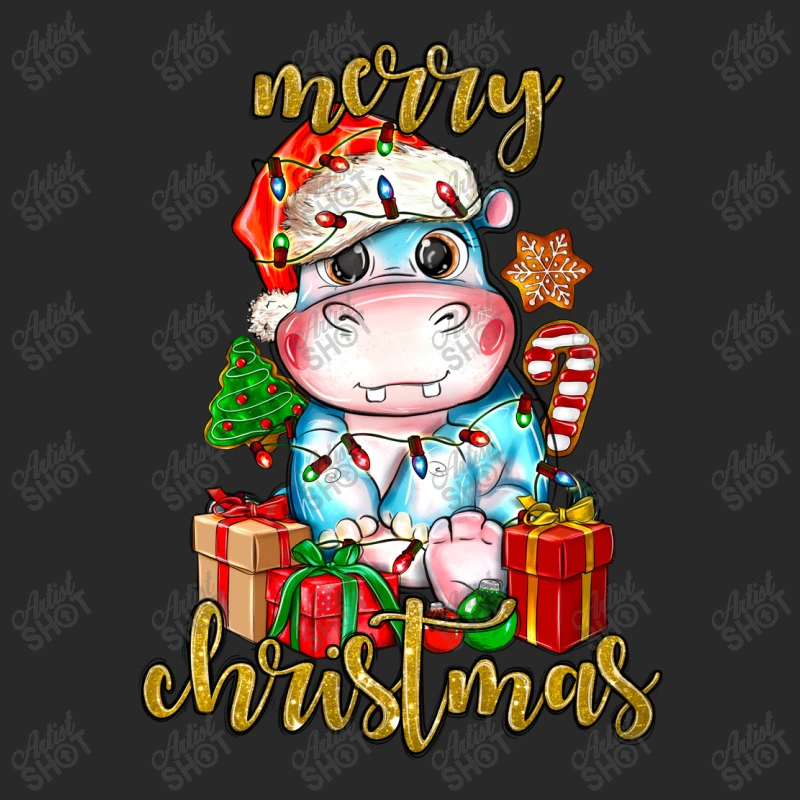 Merry Christmas Hippopotamus Printed Hat 4 Merry Christmas Hippopotamus Printed Hat - Image 4