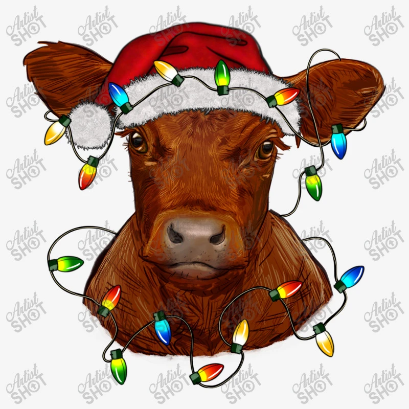 Christmas Baby Red Angus Calf With Lights Throw Pillow 3 Christmas Baby Red Angus Calf With Lights Throw Pillow - Image 3