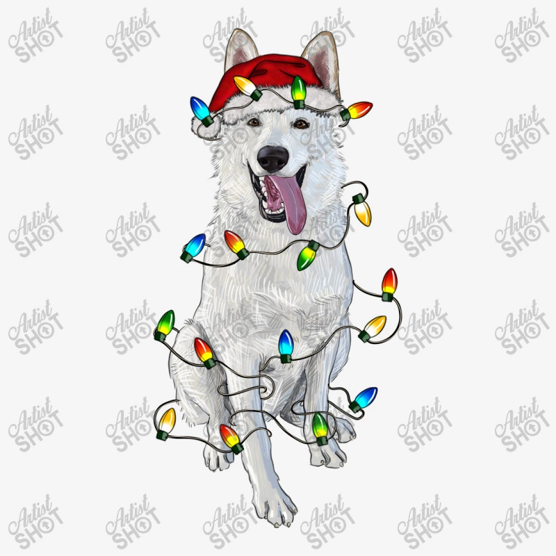 Christmas White Shepherd With Christmas Lights Adjustable Cap 3 Christmas White Shepherd With Christmas Lights Adjustable Cap - Image 3