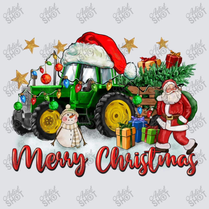 Christmas Green Tractor With Santa And Snowman Bucket Hat 2 Christmas Green Tractor With Santa And Snowman Bucket Hat - Image 2