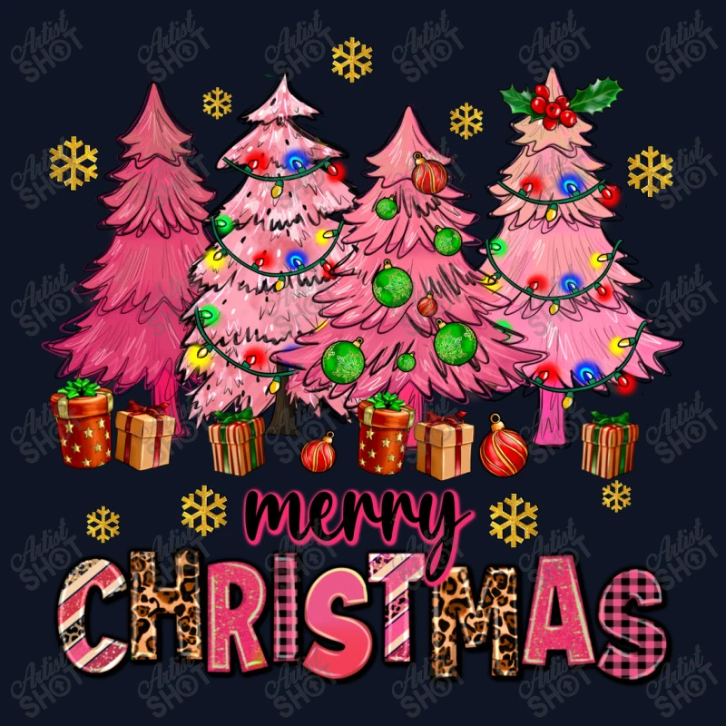 Pink Christmas Trees Printed Hat 4 Pink Christmas Trees Printed Hat - Image 4
