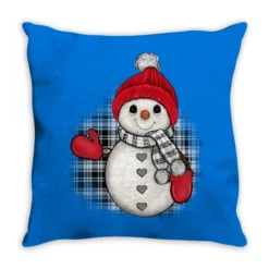 Grey Christmas Snowman Throw Pillow