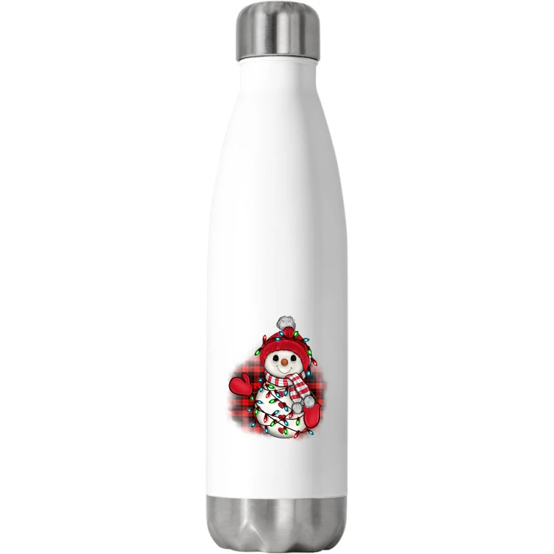 Christmas Snowman Lights Stainless Steel Water Bottle 1 Christmas Snowman Lights Stainless Steel Water Bottle