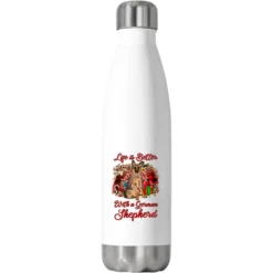 Christmas Life Is Better With A German Shepherd Stainless Steel Water Bottle