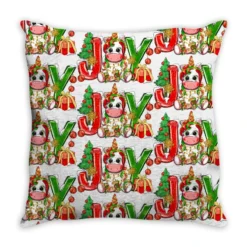 Joy Christmas Unicorn Throw Pillow