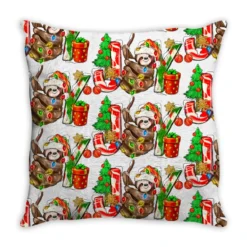 Joy Christmas Sloth Throw Pillow