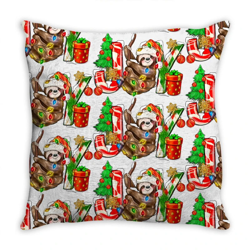 Joy Christmas Sloth Throw Pillow 1 Joy Christmas Sloth Throw Pillow