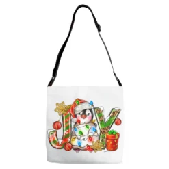 Joy Christmas Penguin Adjustable Strap Totes