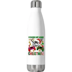 I Paused My Game For Christmas Game Controller Stainless Steel Water Bottle