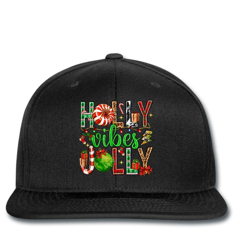 Holly Jolly Vibes With Christmas Candies Printed Hat 1 Holly Jolly Vibes With Christmas Candies Printed Hat