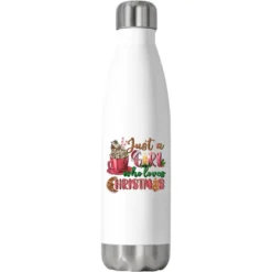 Pink Just A Girl Who Loves Christmas Stainless Steel Water Bottle