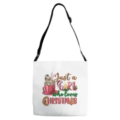Pink Just A Girl Who Loves Christmas Adjustable Strap Totes
