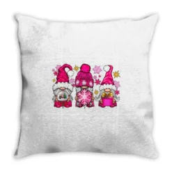 Pink Christmas Winter Gnomes Throw Pillow