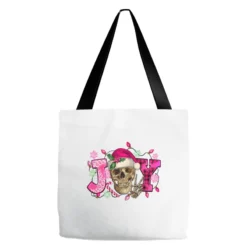 Pink Christmas Joy Skeleton Tote Bags