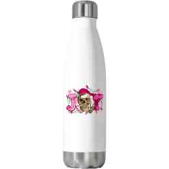 Pink Christmas Joy Skeleton Stainless Steel Water Bottle
