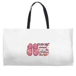 Pink Christmas Crocin' Around The Christmas Tree Weekender Totes