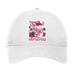 My 1st. Pink Christmas With Cute Snowman Adjustable Cap