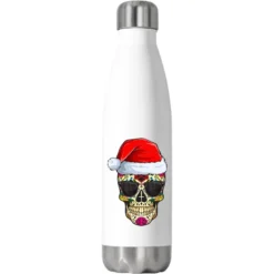 Christmas Sugar Skull Santa Merry Xmas Funny Holid Stainless Steel Water Bottle