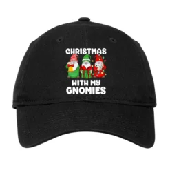 Christmas With My Gnomies Santa Gnome Funny Family Adjustable Cap