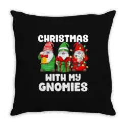 Christmas With My Gnomies Santa Gnome Funny Family Throw Pillow