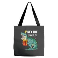 Christmas Dinosaur Rex The Halls Cute Boys Kids Tr Tote Bags