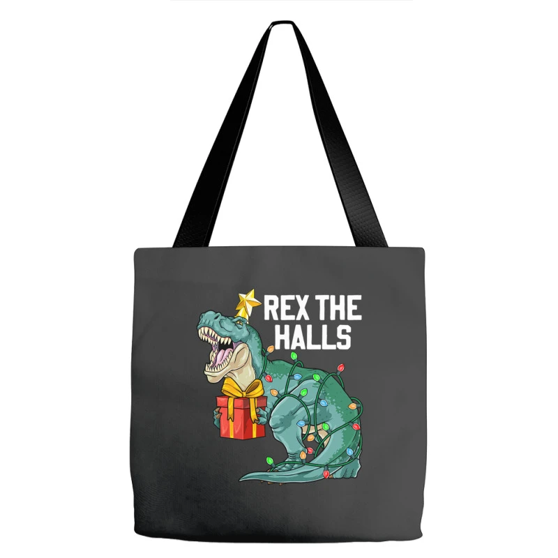 Christmas Dinosaur Rex The Halls Cute Boys Kids Tr Tote Bags 1 Christmas Dinosaur Rex The Halls Cute Boys Kids Tr Tote Bags