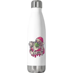 Christmas 2020 Santa Wearing Mask Funny Xmas Costu Stainless Steel Water Bottle