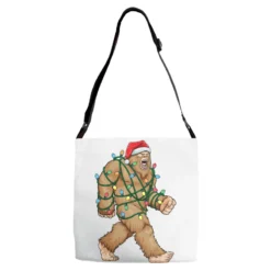 Bigfoot Santa Christmas Tree Lights Xmas Sasquatch Adjustable Strap Totes