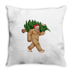 Bigfoot Santa Christmas Tree Xmas Sasquatch Boys K Throw Pillow