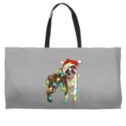 Christmas Chocolate Boston Terrier Weekender Totes