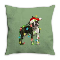 Christmas Boston Terrier Throw Pillow