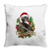 Merry Christmas Skeleton With Black Cat Throw Pillow