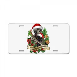 Merry Christmas Skeleton With Black Cat License Plate