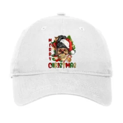 Merry Christmas Skeleton Messy Bun Adjustable Cap
