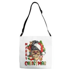 Merry Christmas Skeleton Messy Bun Adjustable Strap Totes