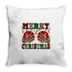 Merry Christmas Skeleton Hands Boobs Throw Pillow