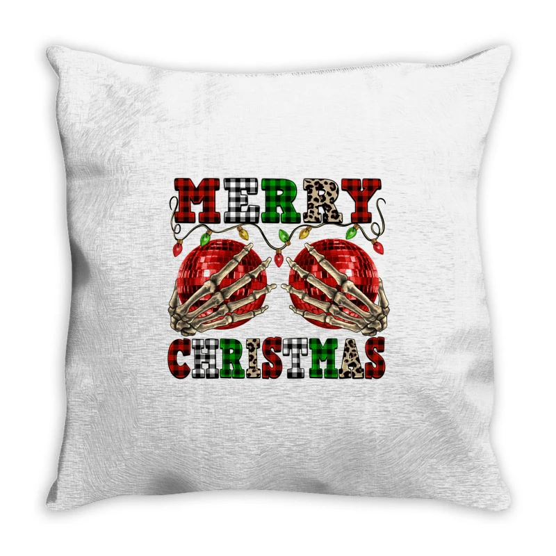 Merry Christmas Skeleton Hands Boobs Throw Pillow 1 Merry Christmas Skeleton Hands Boobs Throw Pillow