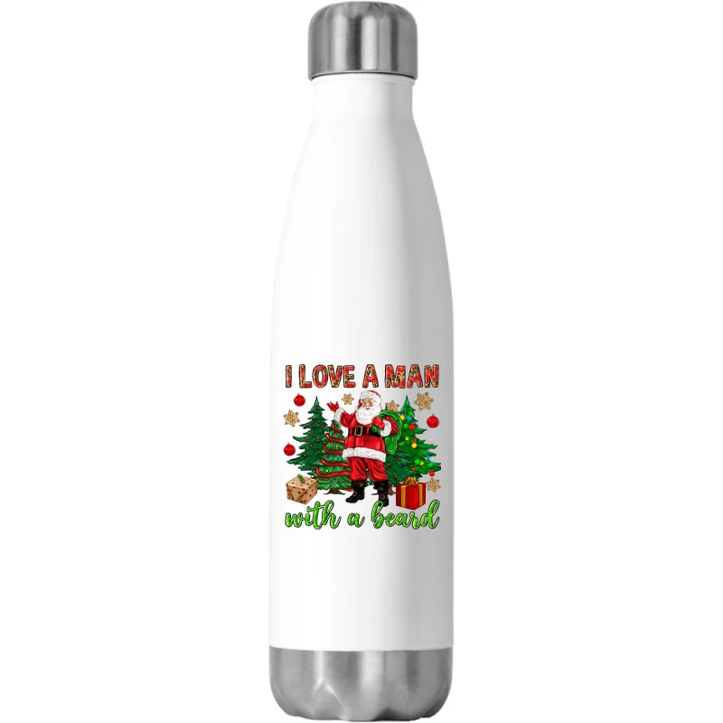 I Love A Man With A Beard Christmas Stainless Steel Water Bottle 1 I Love A Man With A Beard Christmas Stainless Steel Water Bottle