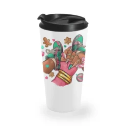 Pink Christmas Black Girl Sneakers Travel Mug
