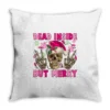 Dead Inside But Merry Pink Christmas Skeleton Throw Pillow