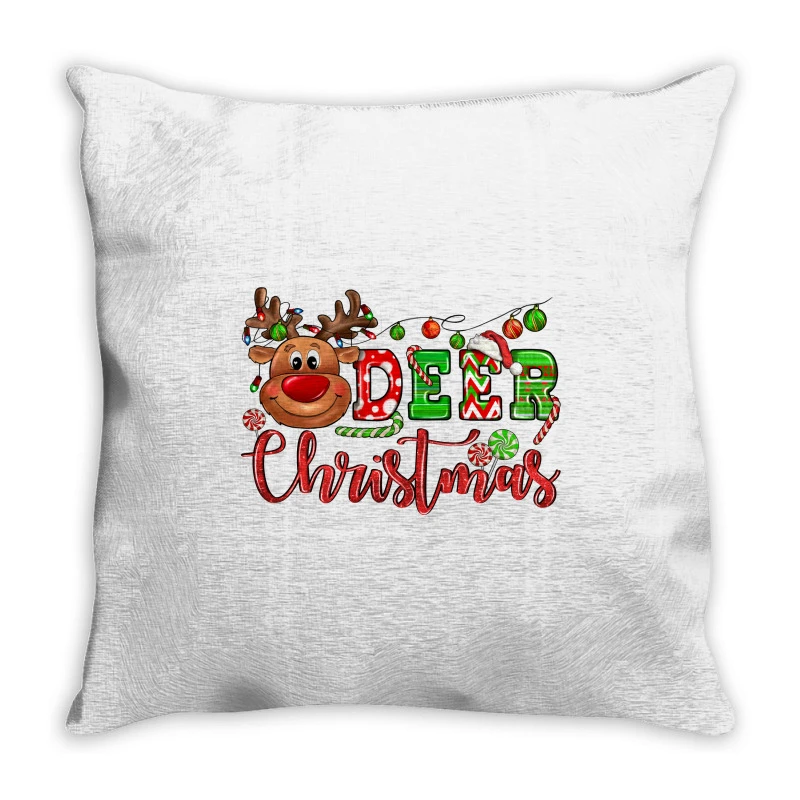 Deer Christmas Reindeer Throw Pillow 1 Deer Christmas Reindeer Throw Pillow