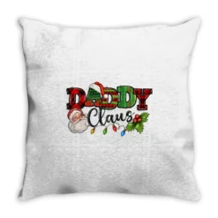 Daddy Claus Santa Christmas Lights And Holly Throw Pillow