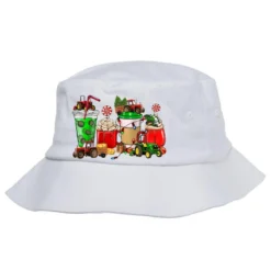 Christmas Tractor Coffee Cup Bucket Hat