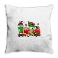 Christmas Tractor Coffee Cup Throw Pillow