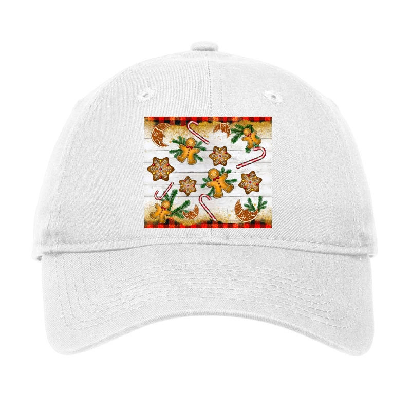 Christmas Gingerbread Cookies And Candy Cane Adjustable Cap 1 Christmas Gingerbread Cookies And Candy Cane Adjustable Cap
