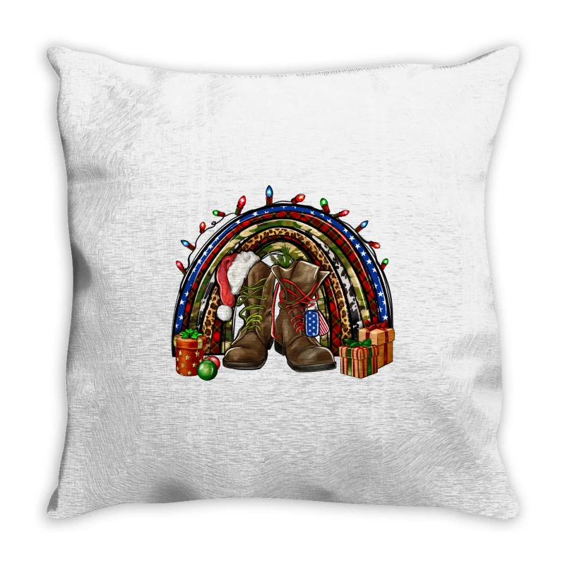 Army Christmas Rainbow Throw Pillow 1 Army Christmas Rainbow Throw Pillow