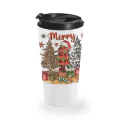 Merry Christmas With Western Trees Travel Mug