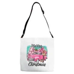 Pink Merry Christmas Truck Adjustable Strap Totes
